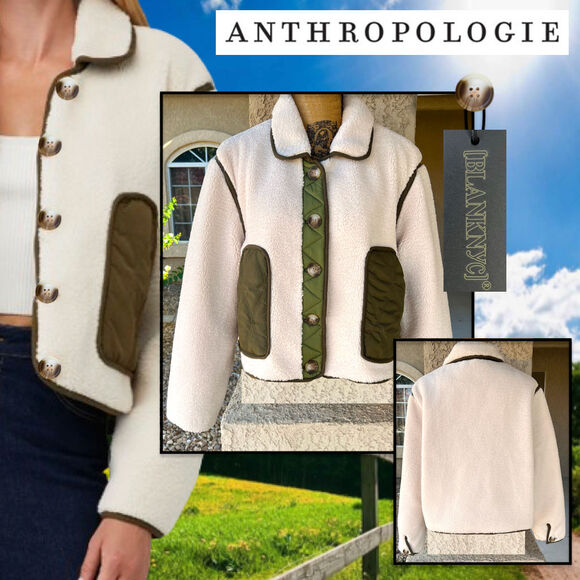 Blank NYC Anthropologie Faux Sherpa Cloud Forest Jacket Size: L